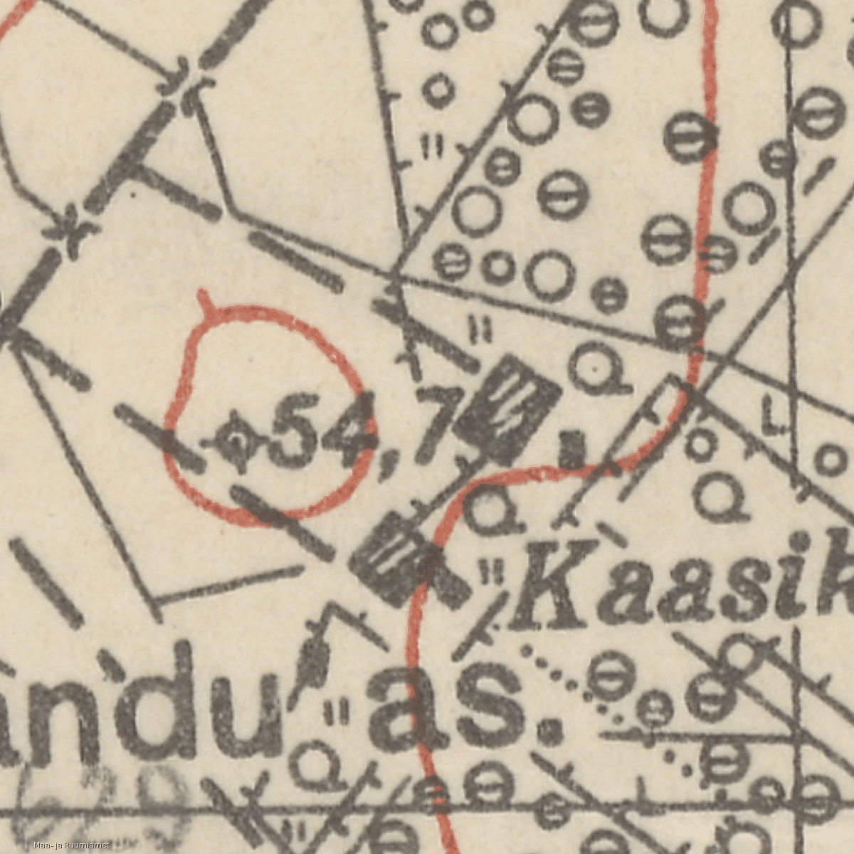 Allika õue asukoht 1930. aasta Eesti topograafilisel kaardil