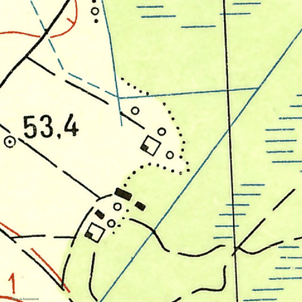 Allika õue asukoht 1961. aasta Nõukogude topograafilisel kaardil