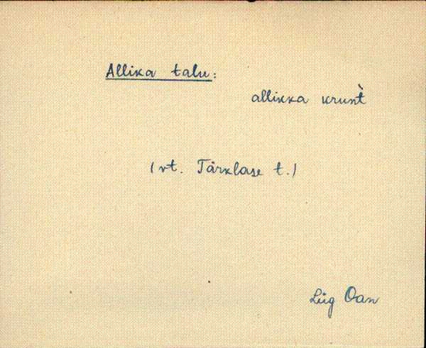 Oandu Allika talu kohanimekaart 1948. aastast