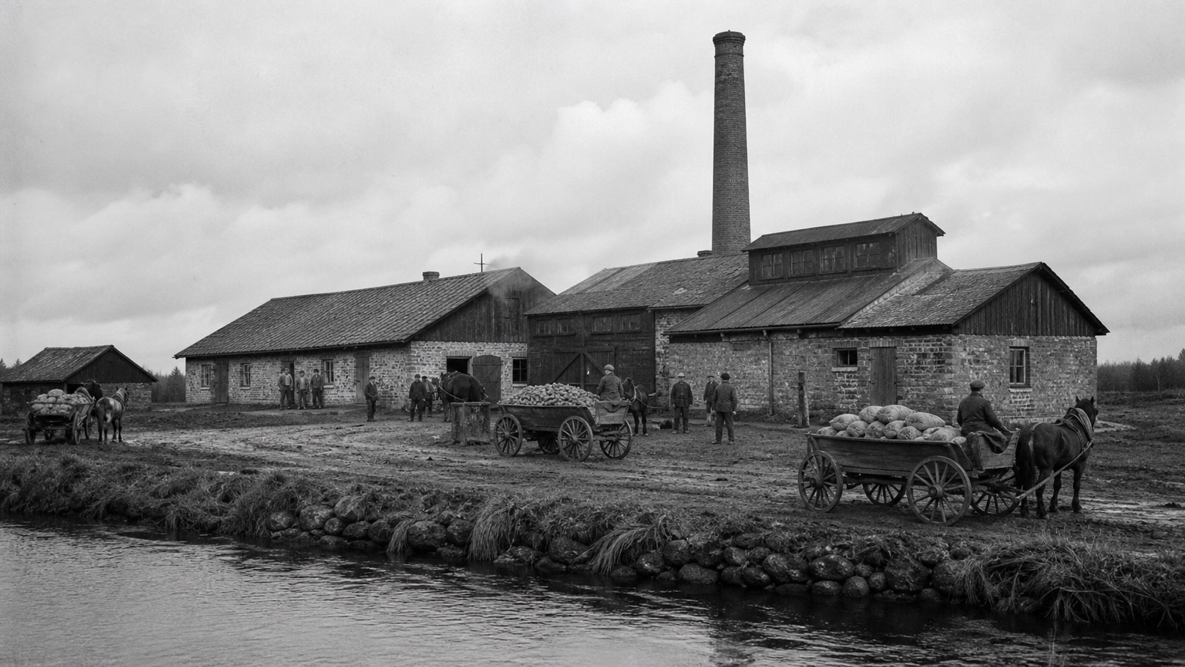 Kunstiline tehisintellekti-rekonstruktsioon Viru-Maidla maavabrikust umbes 1937. aastal