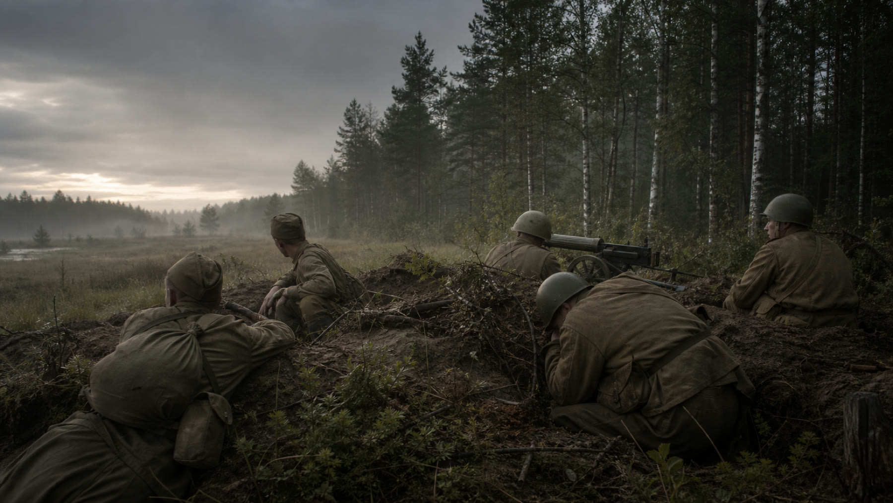Kunstiline rekonstruktsioon Punaarmee välipositsioonist Eesti metsase ja soise maastiku serval 1941. aasta suvel