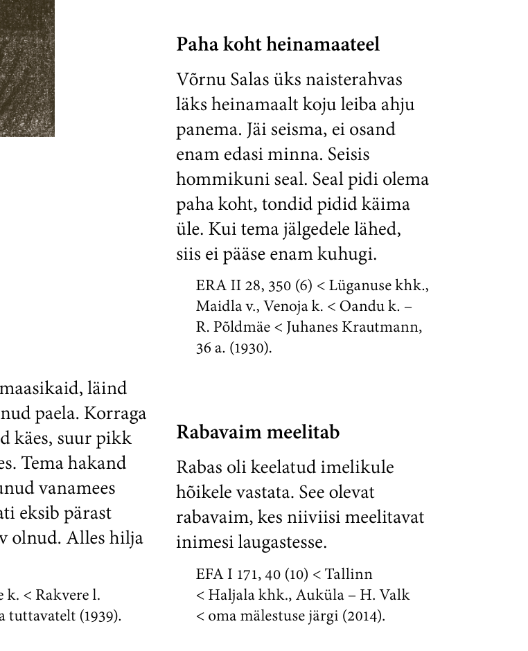 Raamatu Virumaa vanad vaimujutud lehekülje 22 katkend jutuga Paha koht heinamaateel