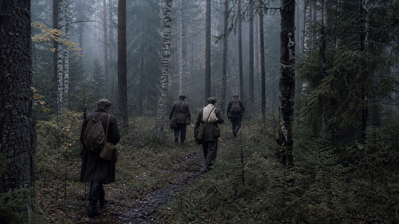 Kunstiline rekonstruktsioon metsavendade rühma teekonnast läbi Kirde-Eesti märja metsa 1946. aastal